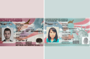 foto identificacion hombre serio y otra foto identificacion de mujer seria para pasaporte - permiso de trabajo, Diferencia entre EAD card y green card