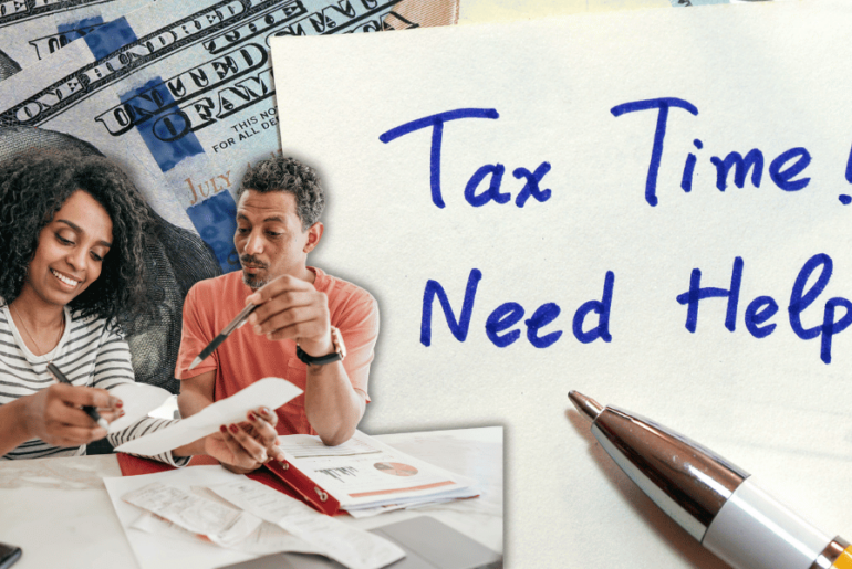 Pareja haciendo taxes juntos - Preparación de impuestos gratuita