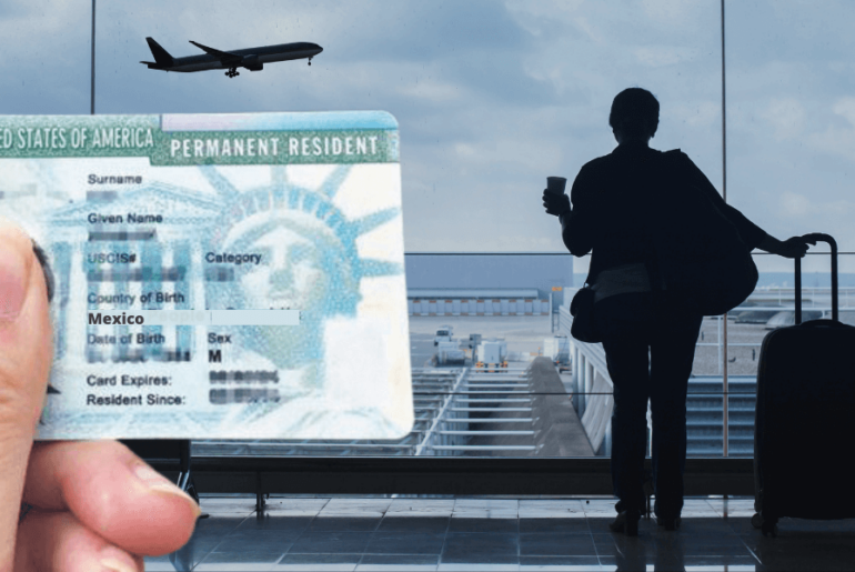 Residente permanente viajando en el aeropuerto